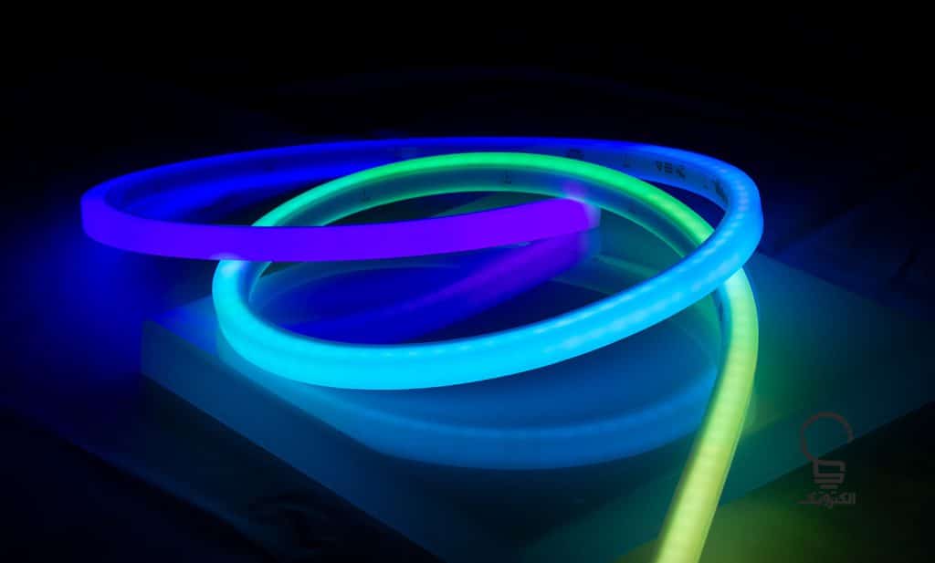 حلقه 25 متری ریسه نواری LED نئون فلکسی مولتی کالر (16 رنگ) با تکنولوژی 5050 و تراکم 108 سان لوکس