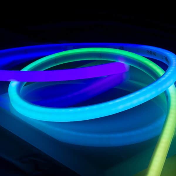 حلقه 25 متری ریسه نواری LED نئون فلکسی مولتی کالر (16 رنگ) با تکنولوژی 5050 و تراکم 108 سان لوکس